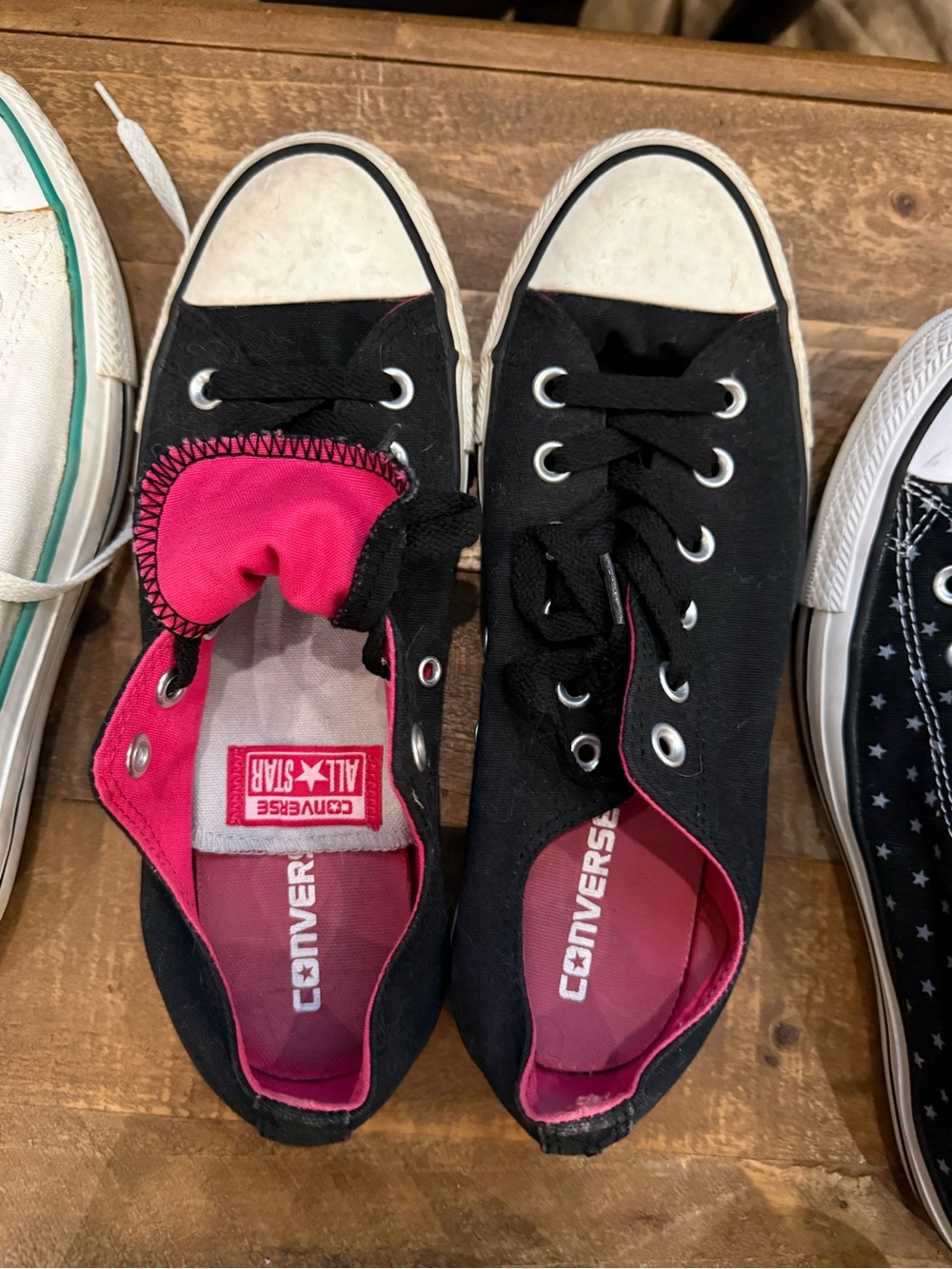Converse Women’s Black & Hot Pink Low Top Sneakers